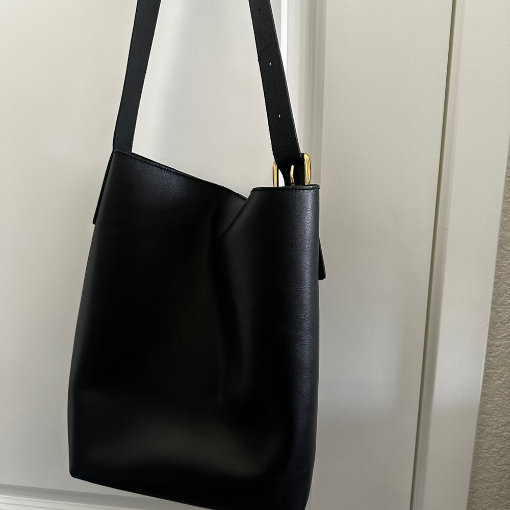 Madewell Black Leather Bucket Bag